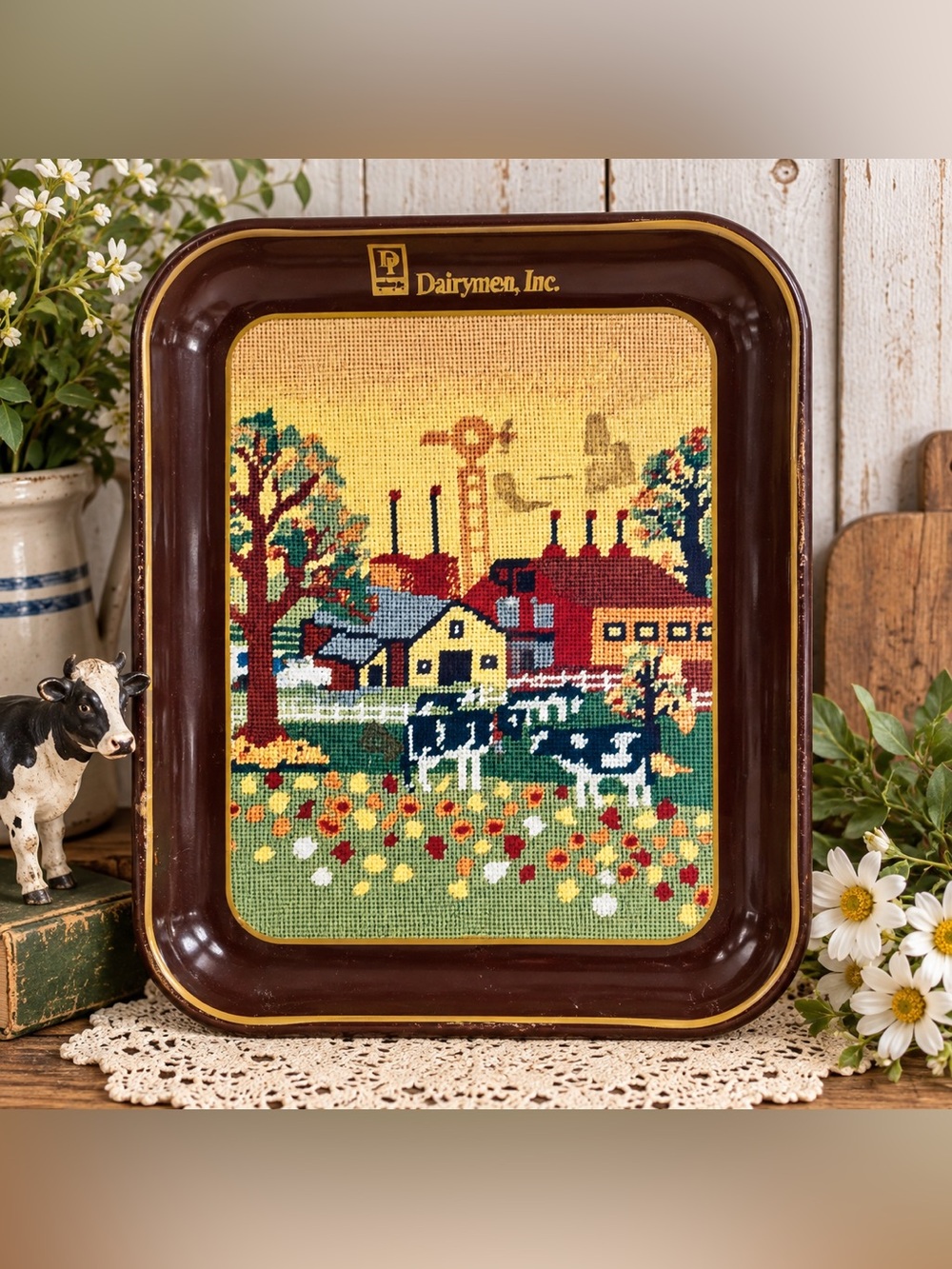Vintage Dairymen Inc Dairy Cow Farm Metal Advertising Tray